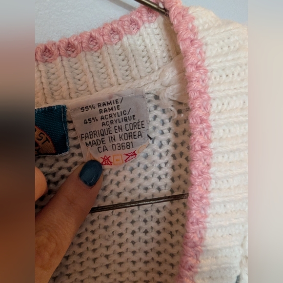 Vintage Pacific Coast Highway Argyle Knit Cardigan | Pink Cream | L - Picture 6 of 6